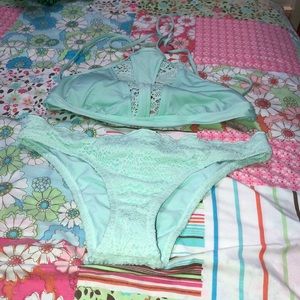 Mint green 2 piece swim suit
